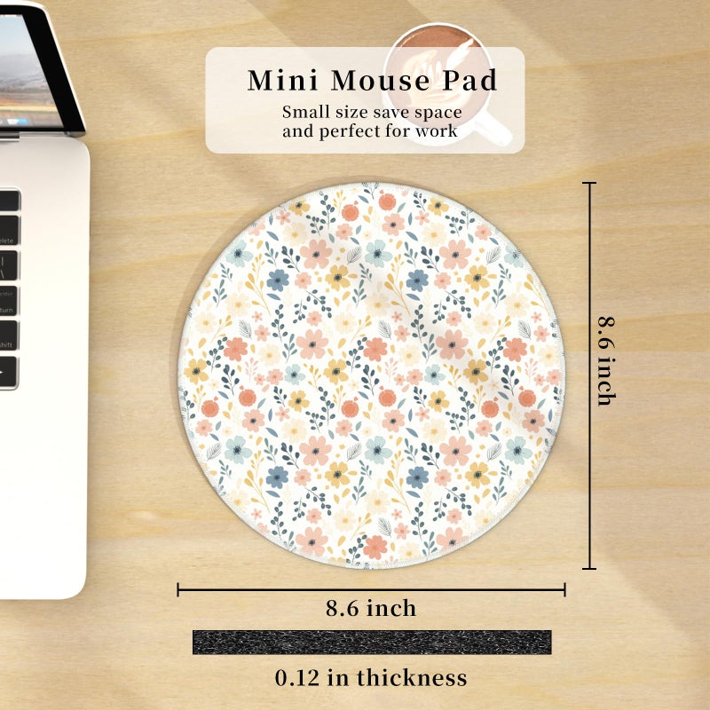 Hancynir Mouse Pad for Desk, White Floral Flowers Small Cute Mousepad with Non-Slip Base, Round Mouse Pads for Wireless Mouse Laptop Gaming, Computer Mouse Mat for Home Office Travel Desk Accessories - Image 5